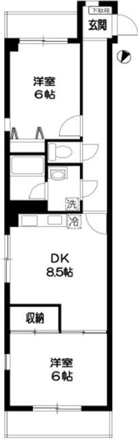 ドミール川越(2DK/2階)の間取り写真