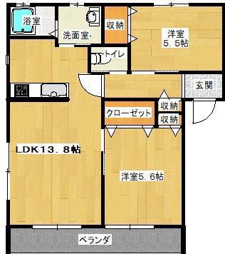 PUA HALE(2LDK/1階)の間取り写真