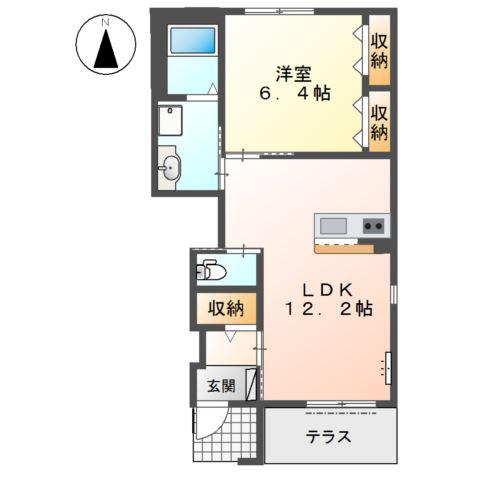 カレント オーヴェスト(1LDK/1階)の間取り写真
