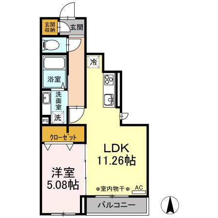 アイズガーデン(1LDK/2階)の間取り写真