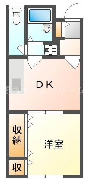 カナリヤコーポ(1DK/2階)の間取り写真