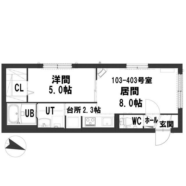 グランメール 月寒イースト(1LDK/4階)の間取り写真