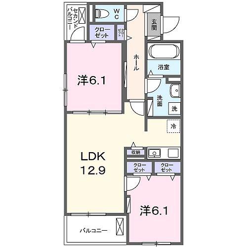 フェリーチェ 壱番館(2LDK/1階)の間取り写真