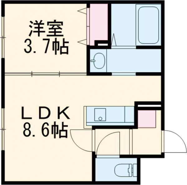 恵庭市福住町3丁目MS(1LDK/4階)の間取り写真