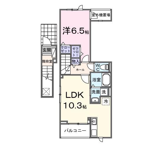向日葵之颯II(1LDK/2階)の間取り写真