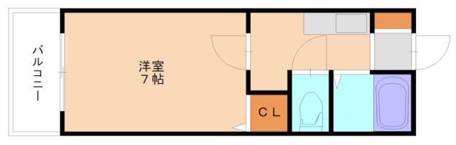ケイエムコート教育大前(1K/2階)の間取り写真