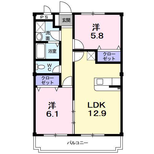 アーバンレジデンス(2LDK/2階)の間取り写真