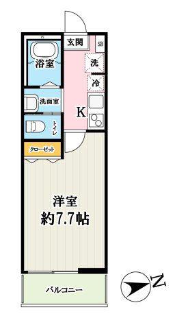 ソレイユ西大宮(1K/2階)の間取り写真
