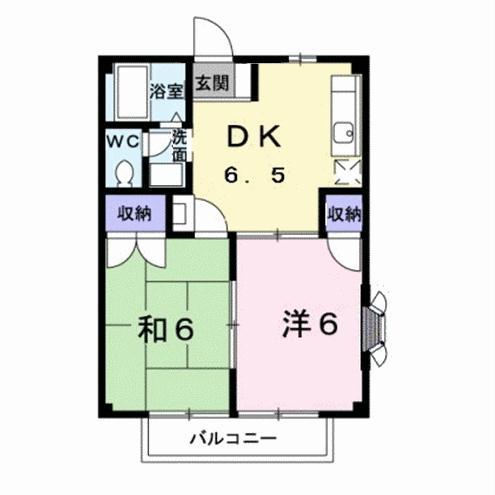 メゾンラフォーレA棟(2DK/1階)の間取り写真