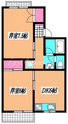 ベルハイツ(2DK/1階)の間取り写真
