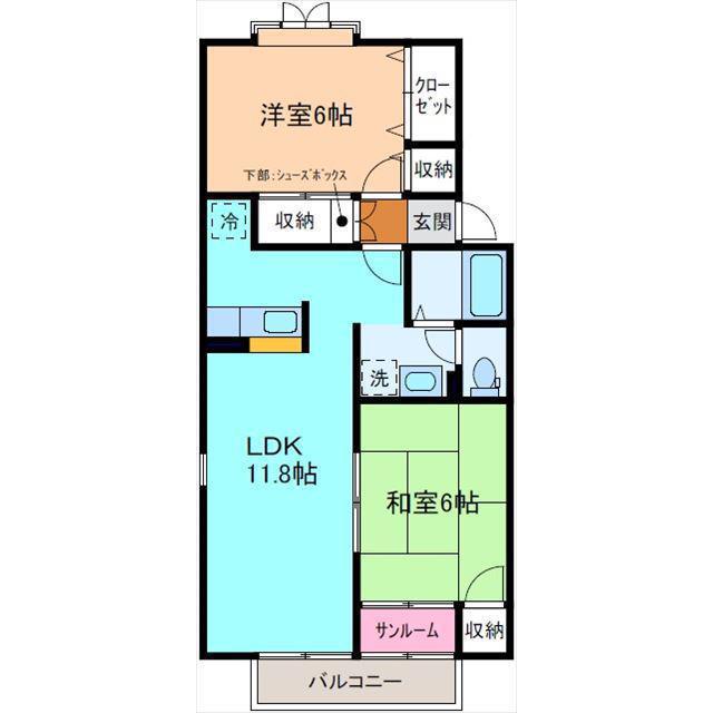 ソシア・プリミエール(2LDK/1階)の間取り写真