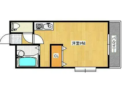 ロイヤルヴィラ下伊福(ワンルーム/1階)の間取り写真