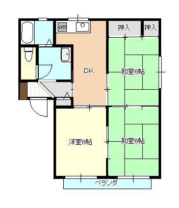 ソフィア A棟(3DK/1階)の間取り写真