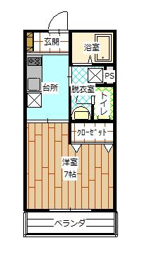 ひめさゆり(1K/2階)の間取り写真