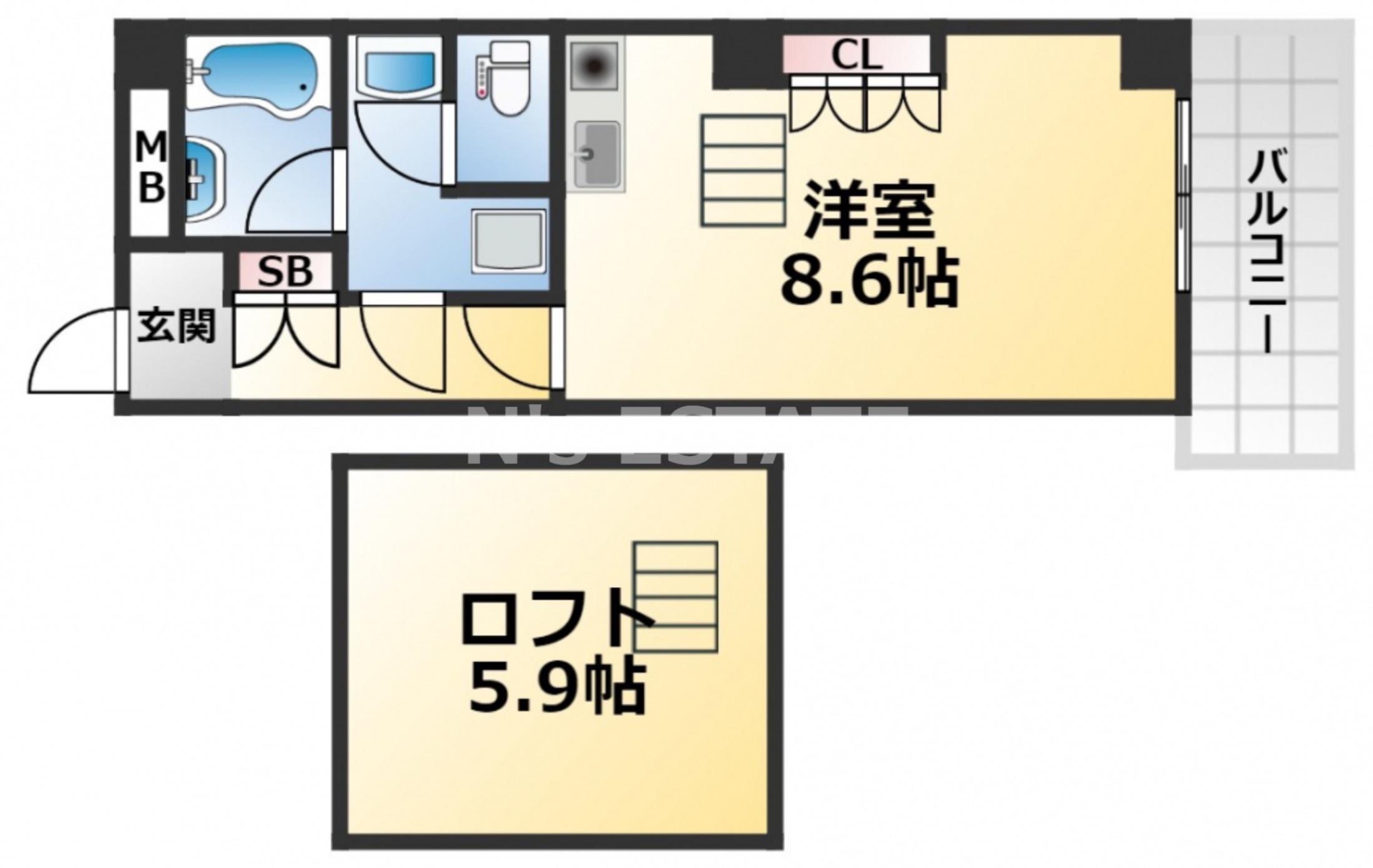 BADGE新長田(ワンルーム/4階)の間取り写真