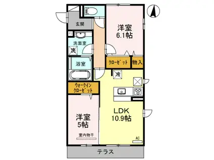 アコルデ西岩田(2LDK/1階)の間取り写真