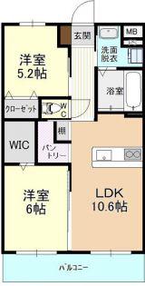 PALMEI(2LDK/2階)の間取り写真