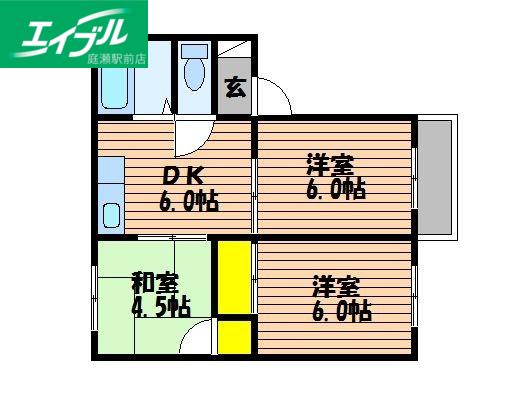 M・KマンションA棟(3DK/2階)の間取り写真