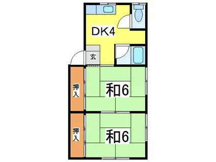 サンライフSATOH B棟(2K/1階)の間取り写真