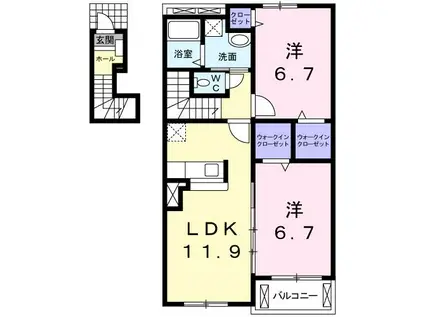 ステラK・I(2LDK/2階)の間取り写真