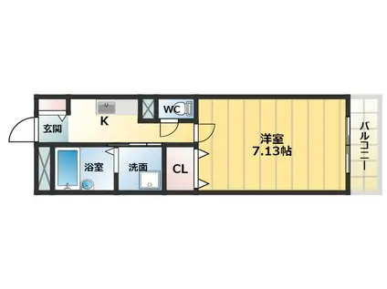 ルーツ・ウエストガーデン(1K/2階)の間取り写真
