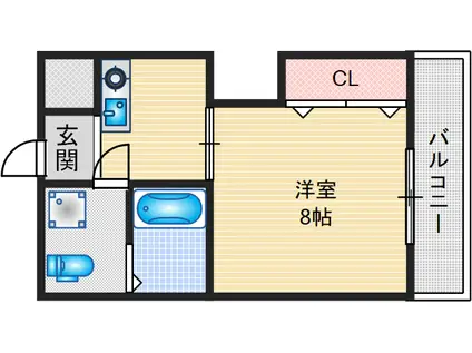薩摩第9マンション(1K/2階)の間取り写真