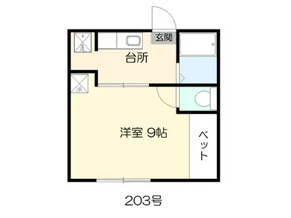Mコーポ館向(1K/2階)の間取り写真