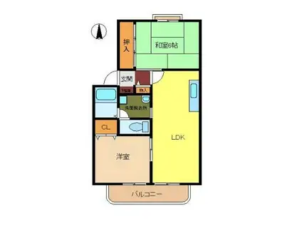 シャルマンコート(2LDK/2階)の間取り写真