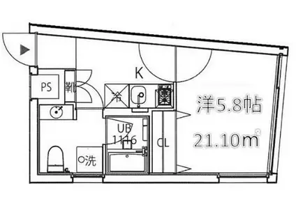 クーカイテラス祐天寺(1K/2階)の間取り写真