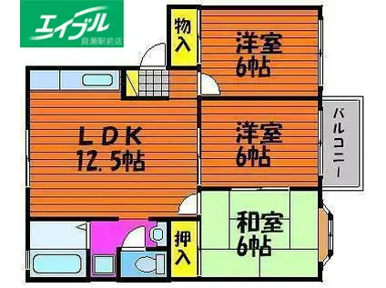 センスフルタウン西王寺 I A(3LDK/2階)の間取り写真