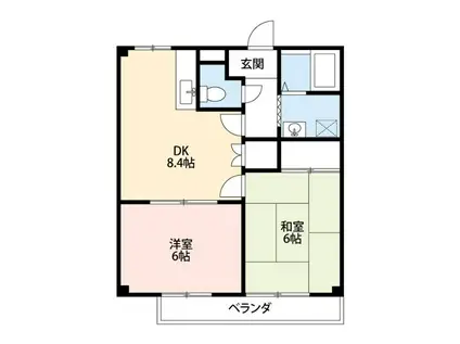 フローラルパレス(2DK/2階)の間取り写真