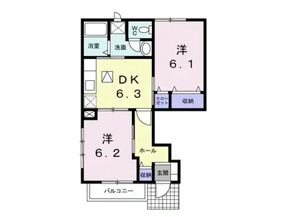 シプリエールF(2DK/1階)の間取り写真