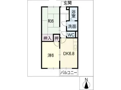 メゾンドゥ・スタシオン(2DK/2階)の間取り写真