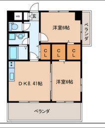 イースト フルハウス(2DK/8階)の間取り写真