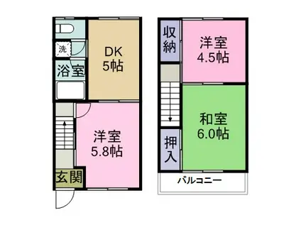 コーポ宮 1号棟(3K/1階)の間取り写真