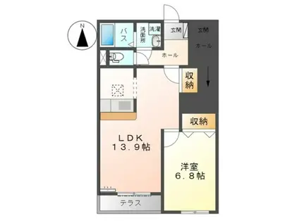 FLORE CLAIRE(1LDK/1階)の間取り写真