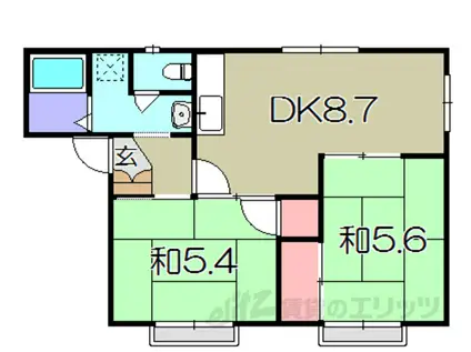 サンシティ宝積(2DK/2階)の間取り写真