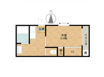 ピュア茨木(1K/2階)の間取り写真