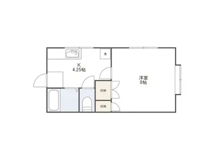 アコール(1K/2階)の間取り写真