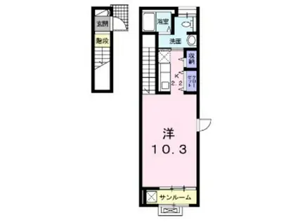 コンフォールC(ワンルーム/2階)の間取り写真