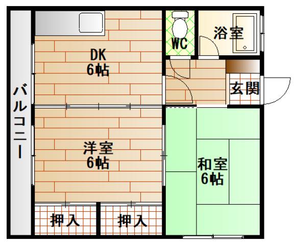 杉原ビル(2DK/3階)の間取り写真