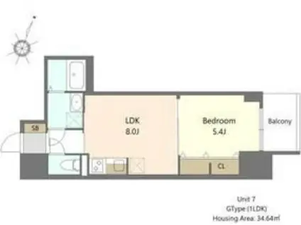 S-RESIDENCE阿波座BOUNCY(1LDK/9階)の間取り写真