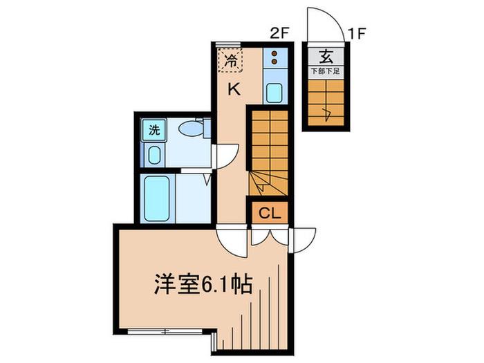 ステラ鵜の木(1K/2階)の間取り写真