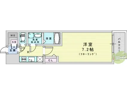 ATTIRANT西三国(1K/4階)の間取り写真