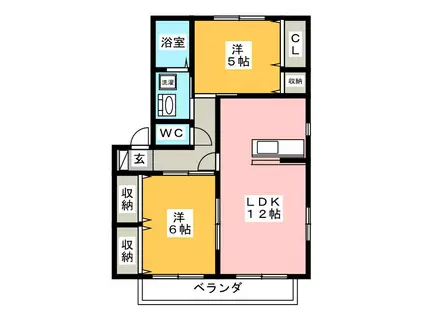 ミルフィオリA(2LDK/2階)の間取り写真