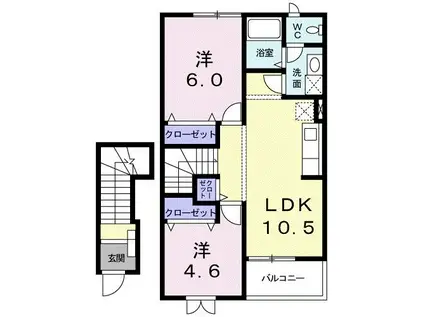 ピュア ミキ A(2LDK/2階)の間取り写真