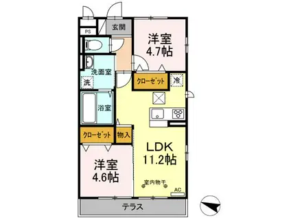 CIRLINE(2LDK/1階)の間取り写真