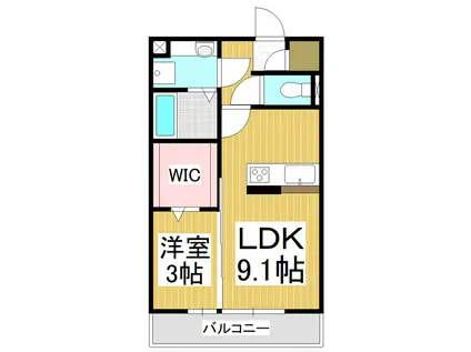 塩尻駅西口マンション(1LDK/2階)の間取り写真