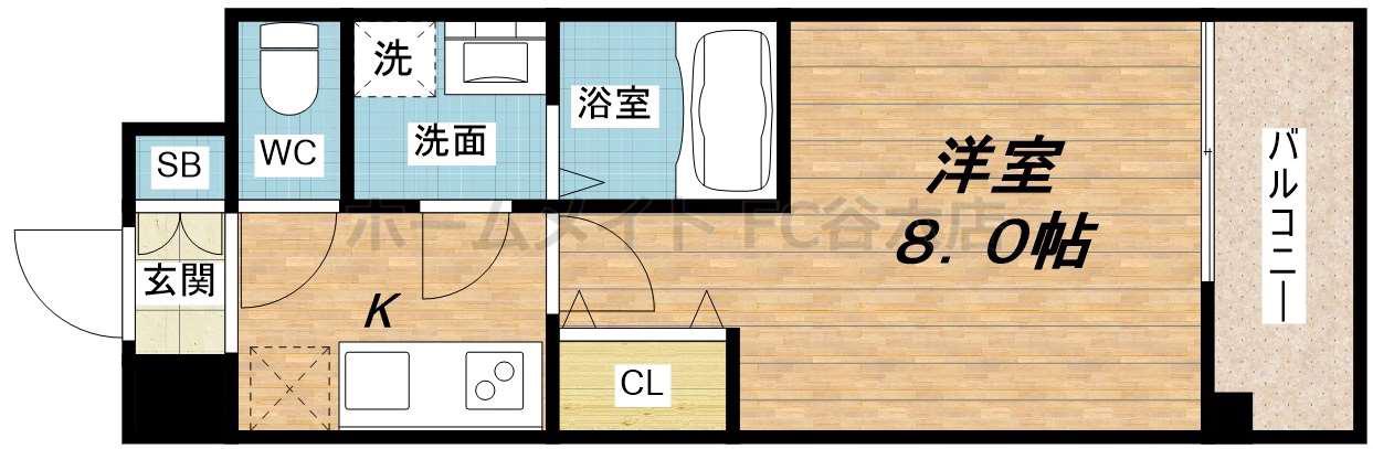 ラナップスクエア堺筋本町(1K/9階)の間取り写真
