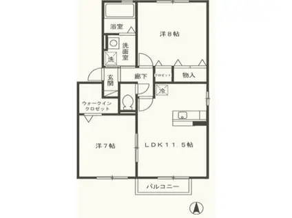 ルピナ大北 C棟(2LDK/2階)の間取り写真